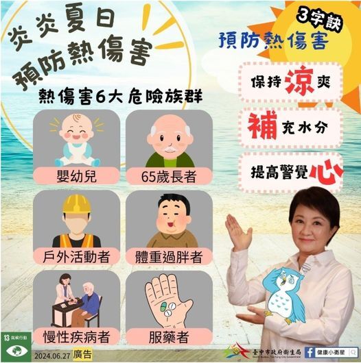 一、保持涼爽。二、補充水分。 三、提高警覺。