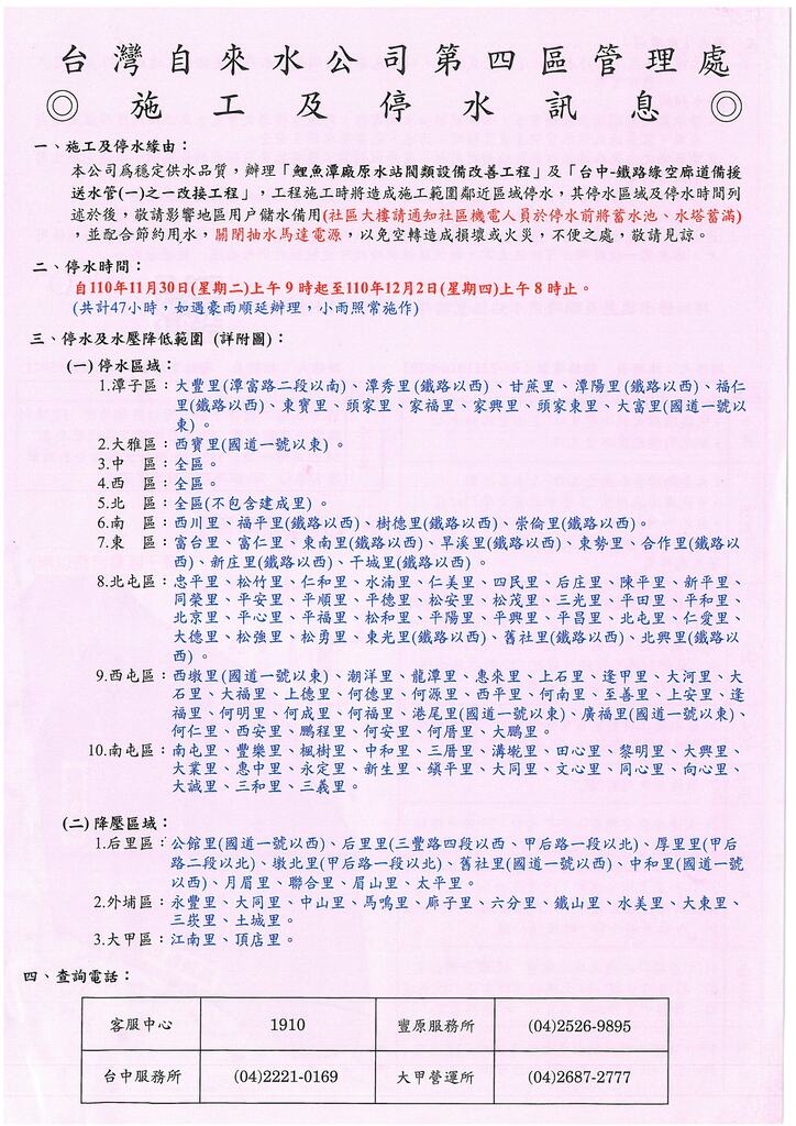 停水通知